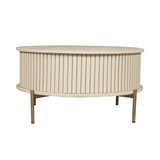 Salontafel Rond - Zand Mangohout - Modern Design met Lades - 80 cm