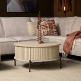 Salontafel Rond - Zand Mangohout - Modern Design met Lades - 80 cm