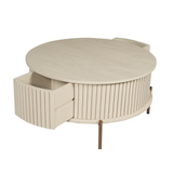 Salontafel Rond - Zand Mangohout - Modern Design met Lades - 80 cm