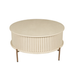 Salontafel Rond - Zand Mangohout - Modern Design met Lades - 80 cm
