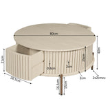 Salontafel Rond - Zand Mangohout - Modern Design met Lades - 80 cm