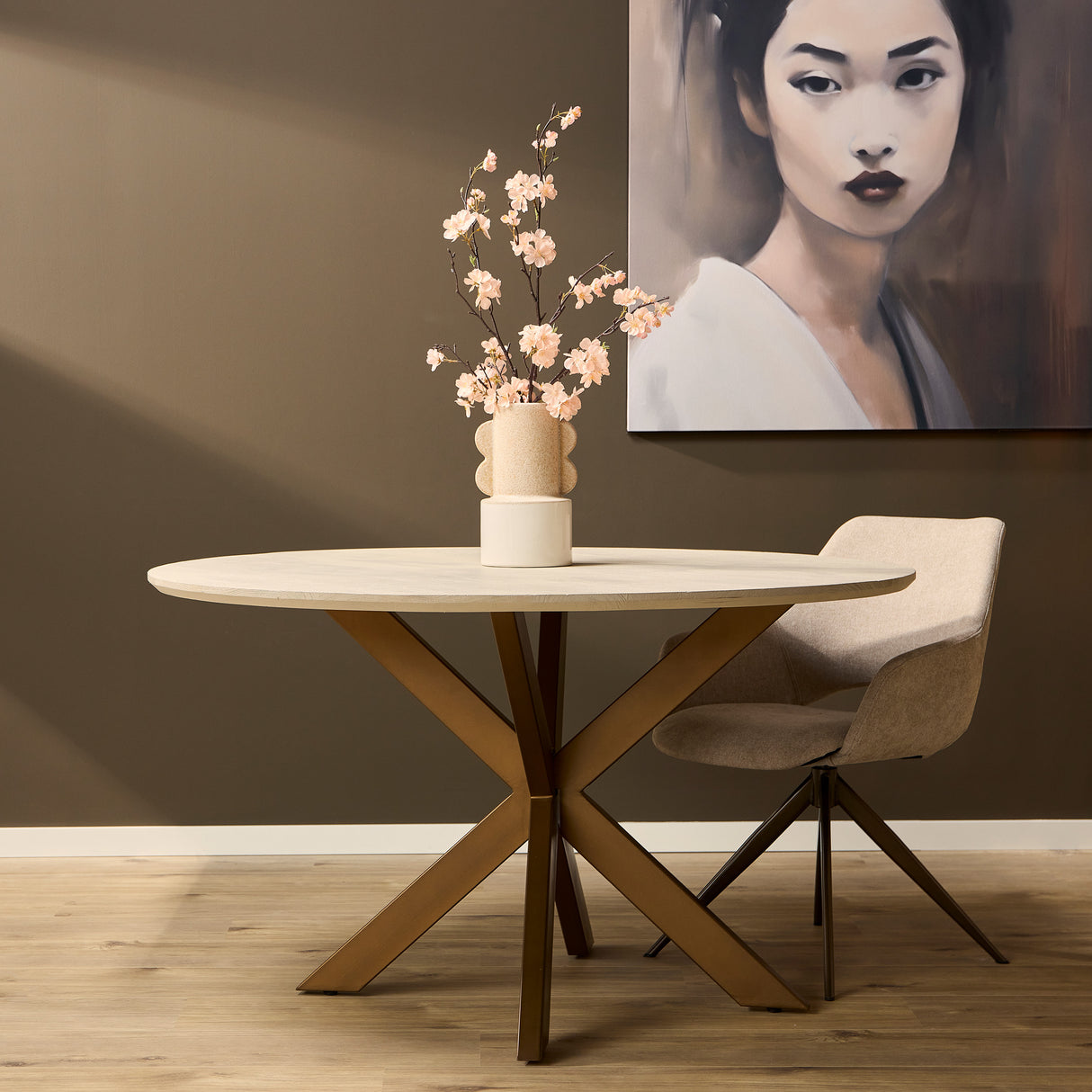 Eettafel Rond - Zand Mangohout - Modern Design - 150 cm