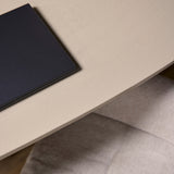 Deens Ovale Eettafel - 280 cm - Zandkleurig Mangohout - Bronskleurige Designpoot