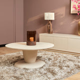 Ronde Salontafel Zand Mangohout - 90 cm - Sculpturaal Design