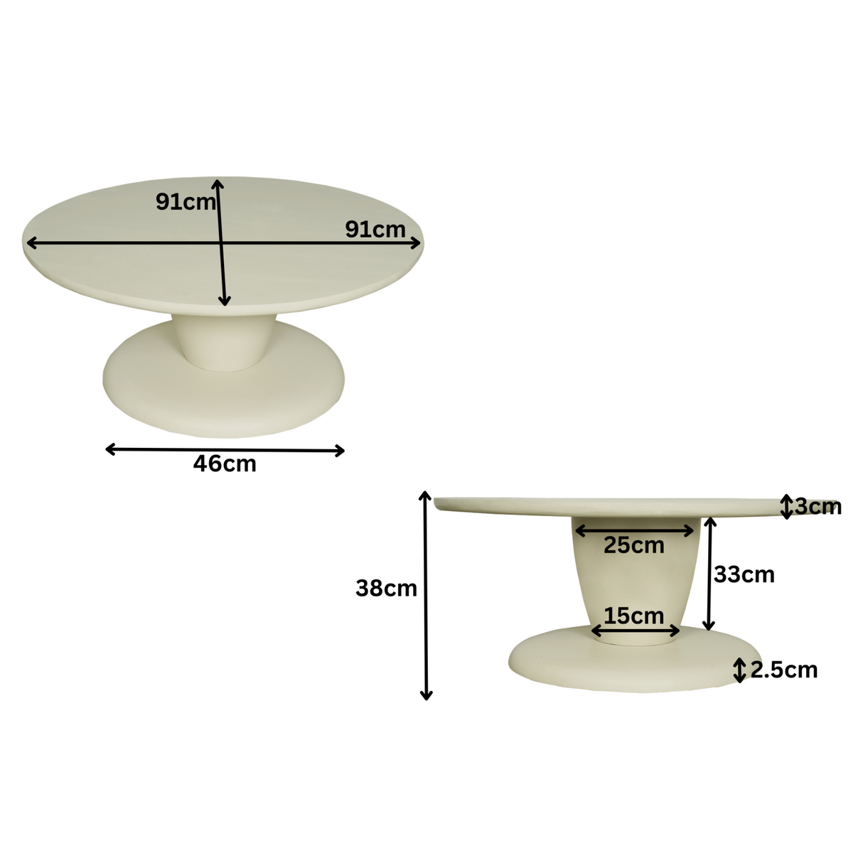Ronde Salontafel Zand Mangohout - 90 cm - Sculpturaal Design