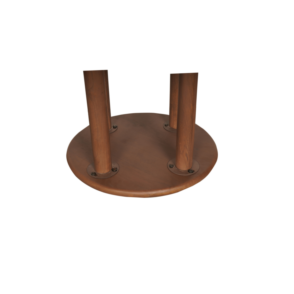 Ronde Salontafel Walnoot Mangohout - 50 cm - Modern Vierpoot Design