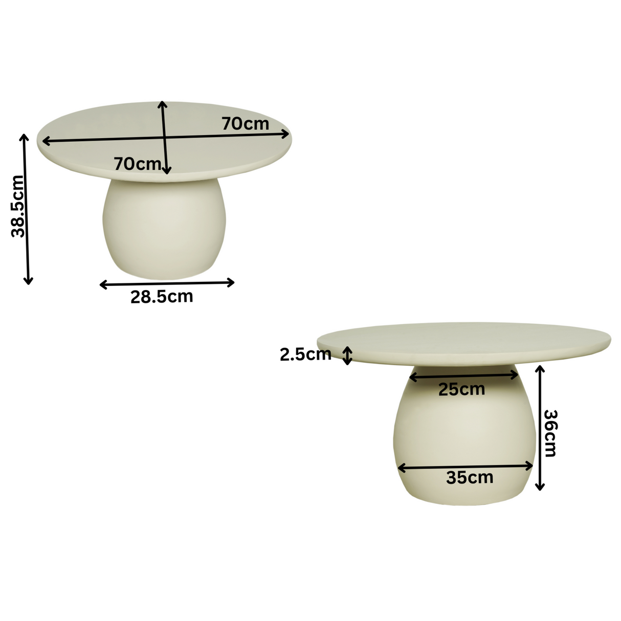 Ronde Salontafel Zand Mangohout - 90 cm - Sculpturaal Design