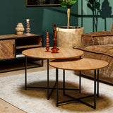 Salontafel-set - Naturel - Mangohout - 2-delig - 70 cm