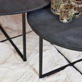 Salontafel set Zwart Mangohout - 2-delig - Rond Design