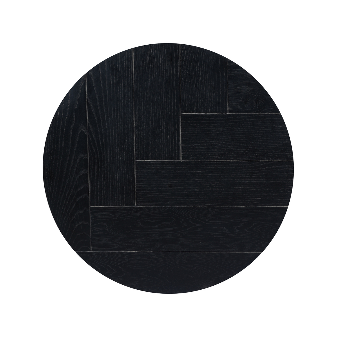 Ronde Salontafel Set Zwart Eikenhout - 70 cm & 50 cm - Zwart Metalen Onderstel