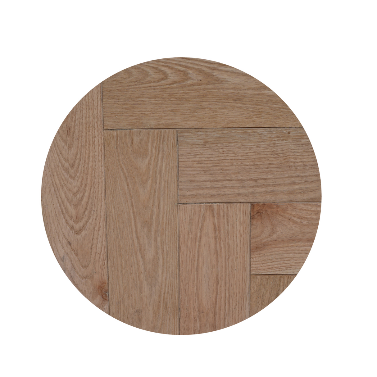 Ronde Salontafel Set Naturel Eikenhout - 70 cm & 50 cm - Zwart Metalen Onderstel