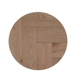 Ronde Salontafel Set Naturel Eikenhout - 70 cm & 50 cm - Zwart Metalen Onderstel