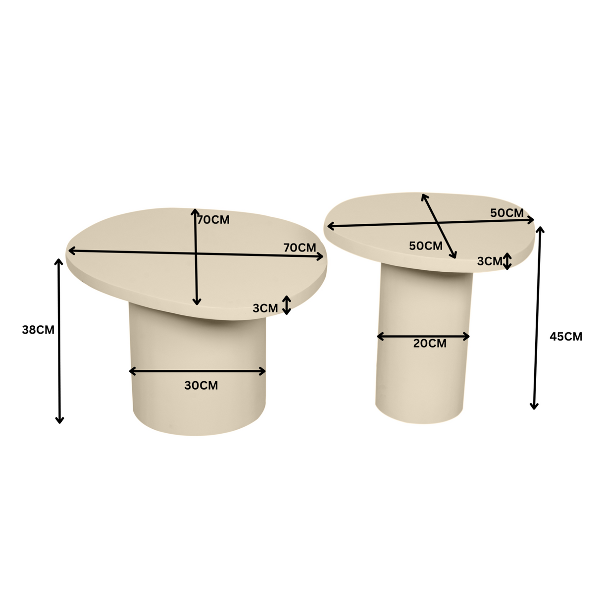 Salontafel Mirre | Sand | Set van 2
