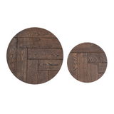 Ronde Salontafel Otik - Set van 2 - Bruin Eikenhout - Zwart Metaal