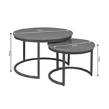 Ronde Salontafel Otik - Set van 2 - Bruin Eikenhout - Zwart Metaal
