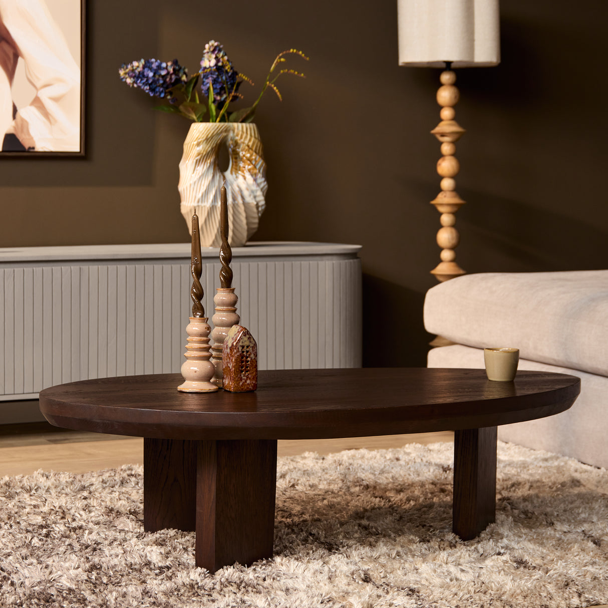 Design Salontafel - Bruin Eikenhout - 130 cm - Organische Vorm