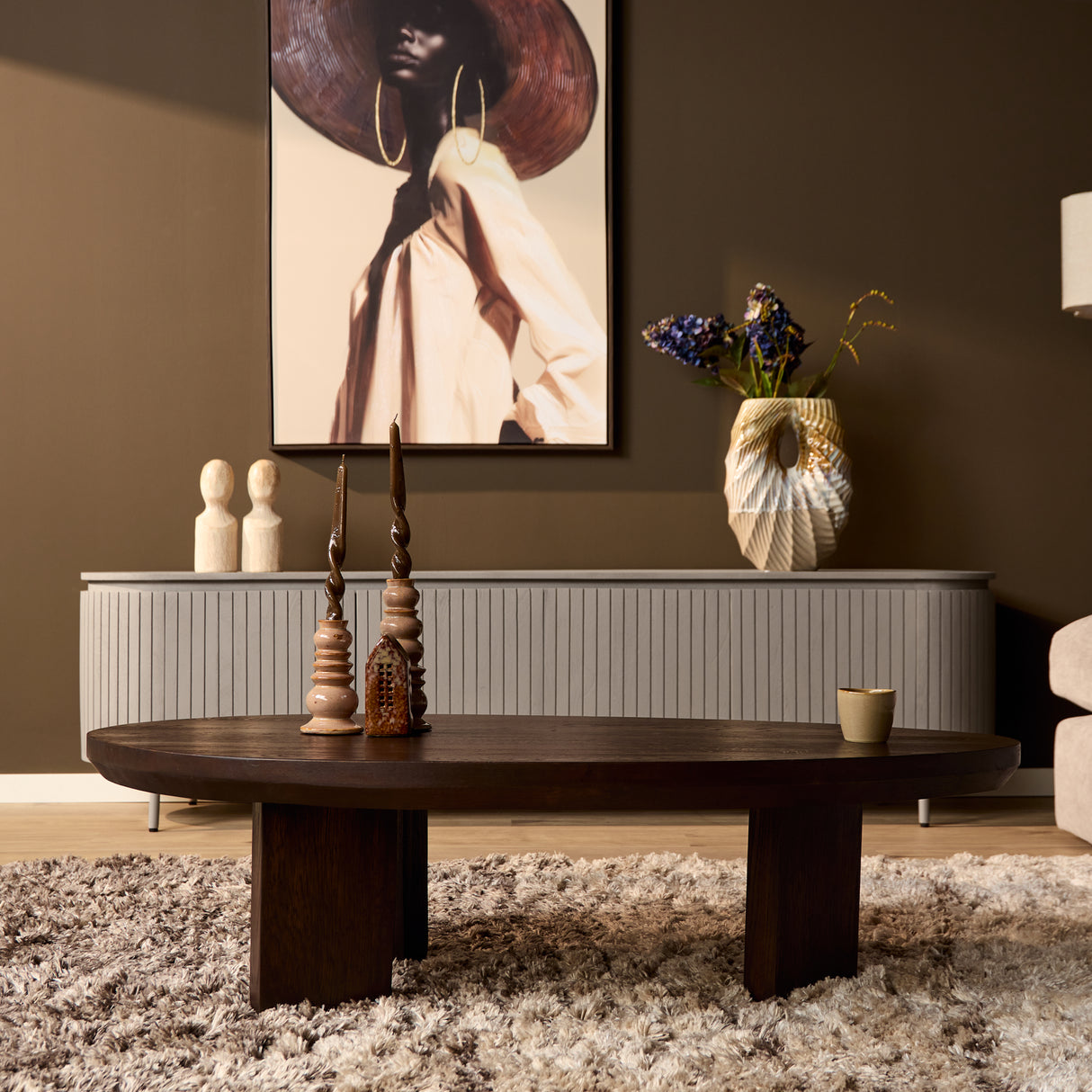 Design Salontafel - Bruin Eikenhout - 130 cm - Organische Vorm