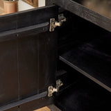 Boekenkast - Zwart - Mangohout - 90 cm - 4 Open Vakken - 2 Deuren