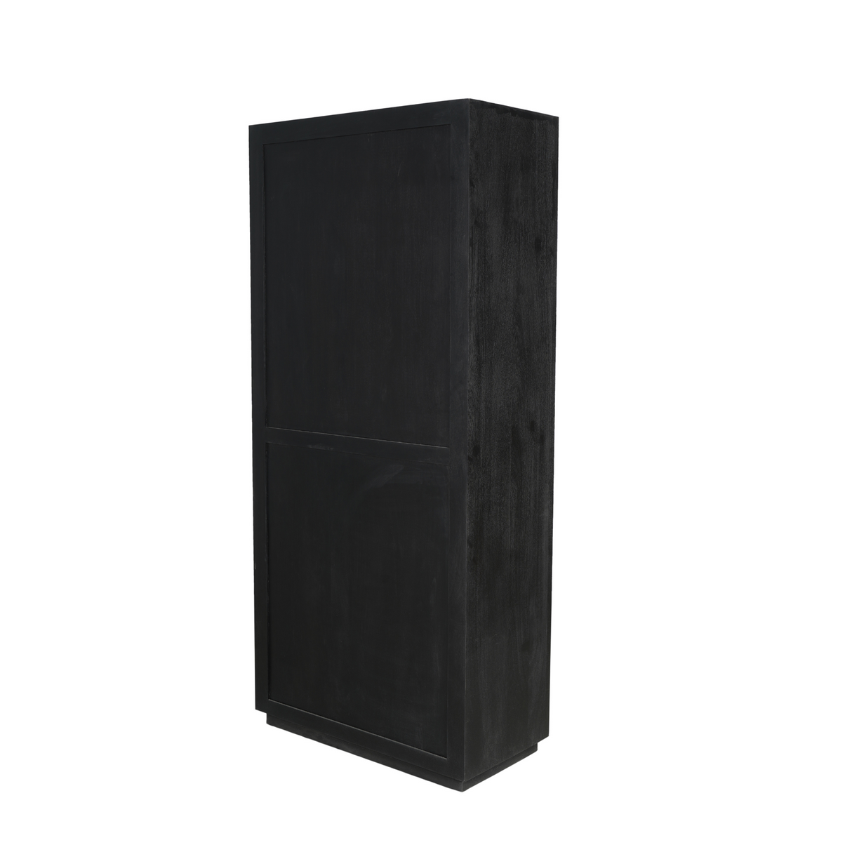 Boekenkast - Zwart - Mangohout - 90 cm - 4 Open Vakken - 2 Deuren