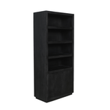 Boekenkast - Zwart - Mangohout - 90 cm - 4 Open Vakken - 2 Deuren