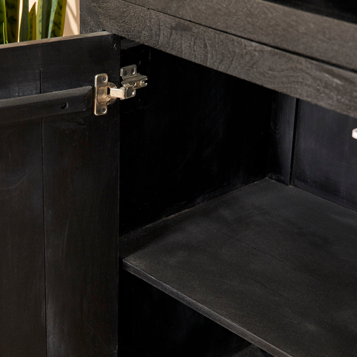 Vakkenkast - Zwart - Mangohout - XL - 160 cm - 3 Deuren