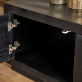TV-meubel Zwart Mangohout - 150 cm - 4 Greeploze Deuren en Push-to-Open