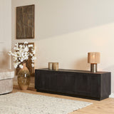 TV-meubel Zwart Mangohout - 150 cm - 4 Greeploze Deuren en Push-to-Open