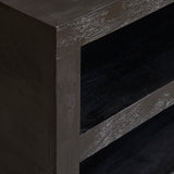 Vierkante Salontafel Zwart Mangohout - 80 cm - Modern Blokdesign met Dubbel Opbergvak