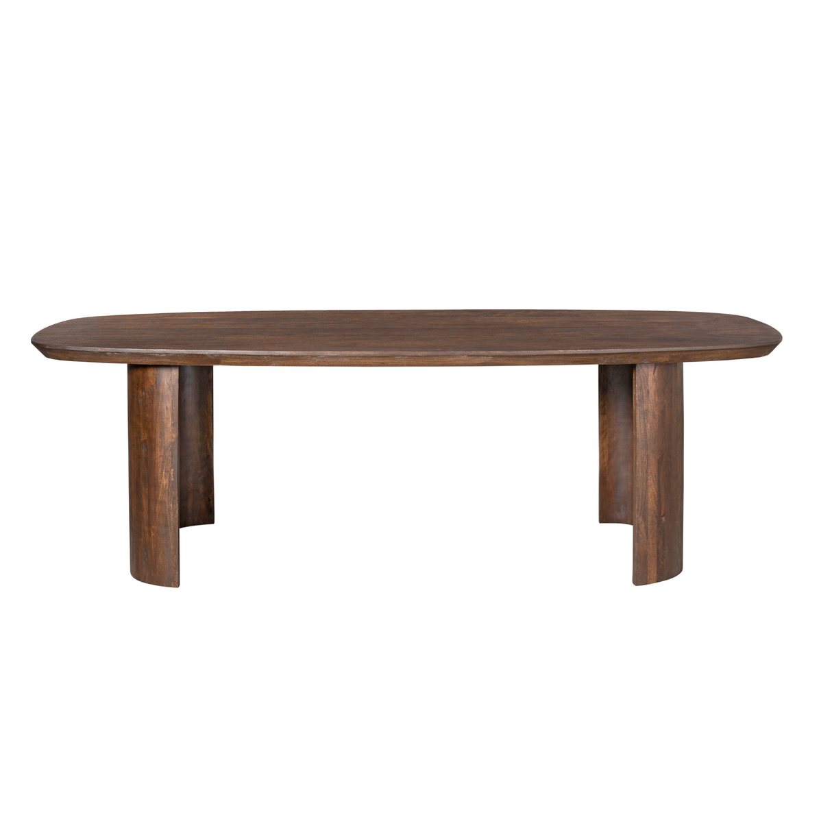 Eettafel - Bruin Mangohout - 200 cm - Modern Design - Half Ronde Poten