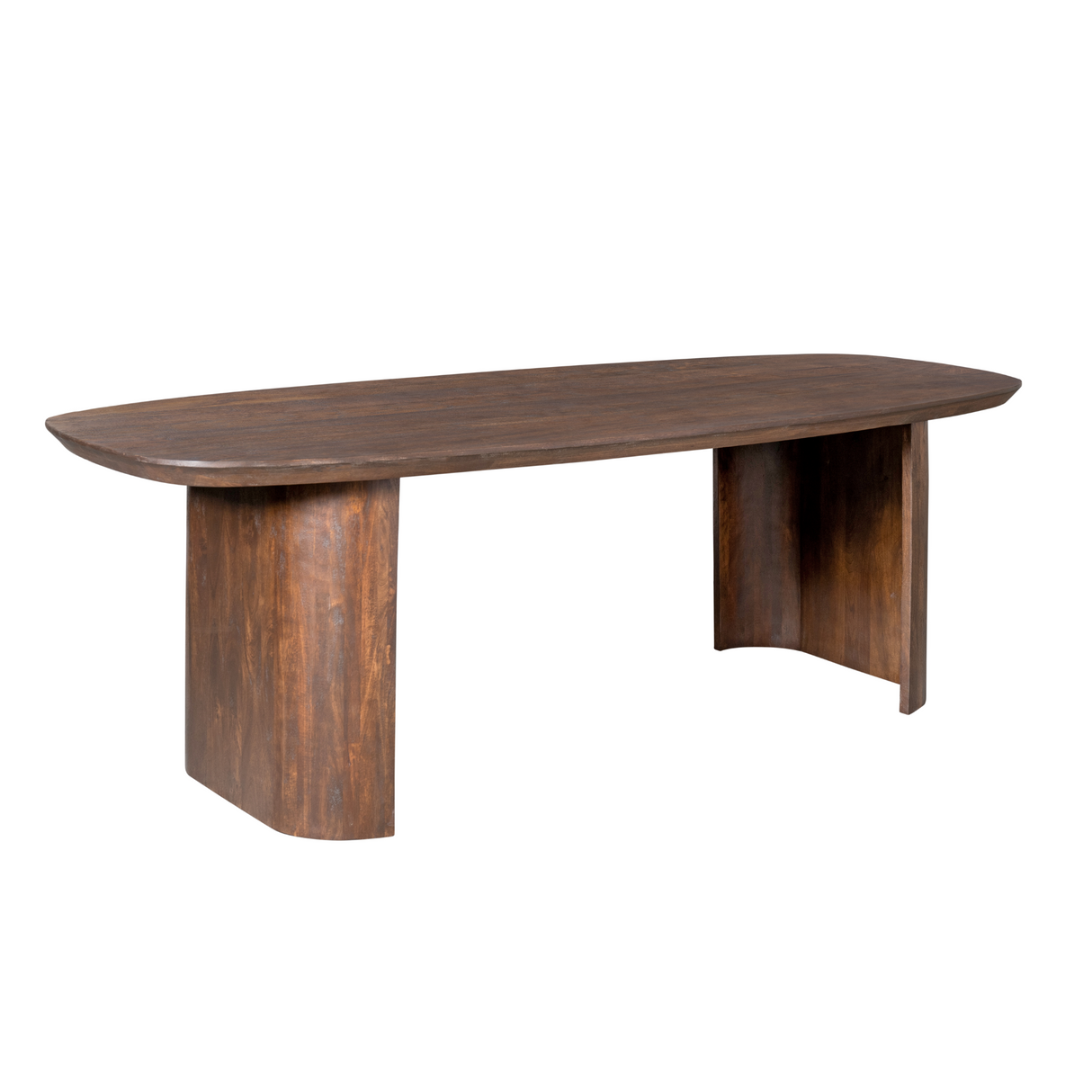 Eettafel - Bruin Mangohout - 200 cm - Modern Design - Half Ronde Poten