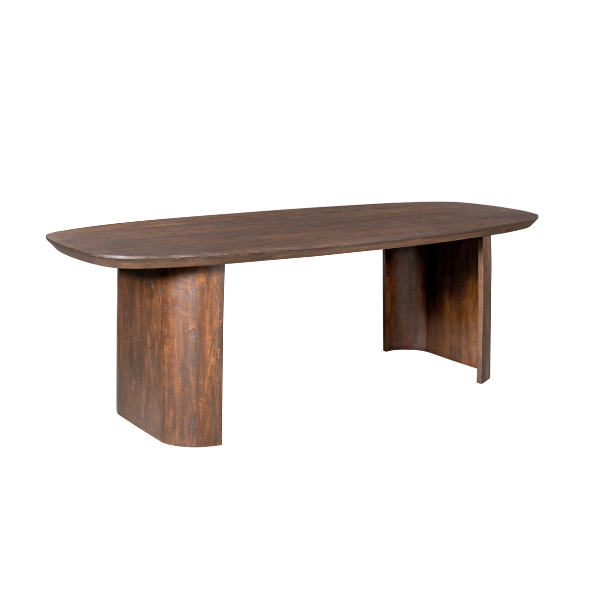 Eettafel - Bruin Mangohout - 300 cm - Modern Design - Half Ronde Poten