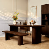 Eetkamerbank - Bruin Mangohout - 220 cm - Modern Design - Half Ronde Poten