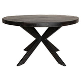 Ronde eettafel - Zwart - Mangohout - 130 cm - Matrixpoot
