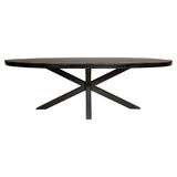 Eettafel - Zwart - Mangohout - Metaal - 160 cm - Ovaal