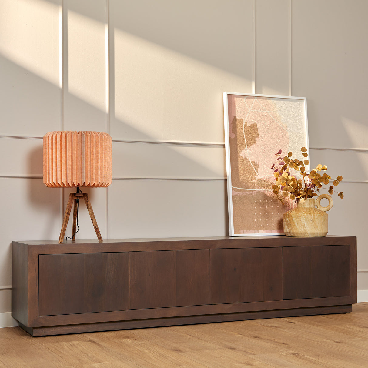 Vierkante Salontafel Walnoot Mangohout - 80 cm - Modern Blokdesign