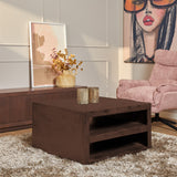 Vierkante Salontafel Walnoot Mangohout - 80 cm - Modern Blokdesign