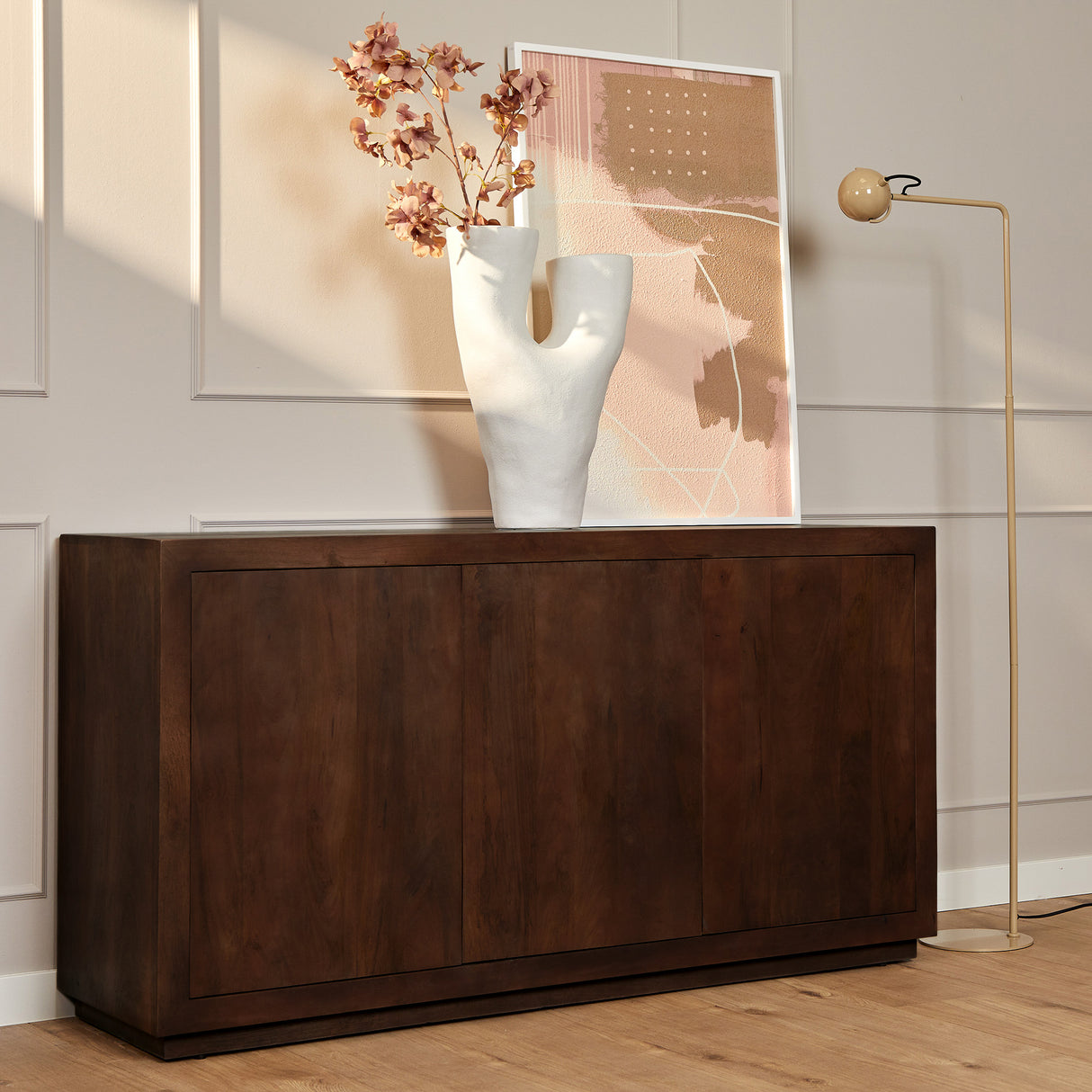 Dressoir - Bruin Mangohout - 150 cm - Modern Design - 3 Deuren