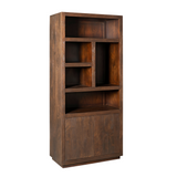 Vakkenkast - Bruin Mangohout - 90 cm - Modern Design - 2 Deuren & 5 Open Vakken