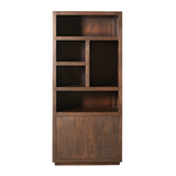 Vakkenkast - Bruin Mangohout - 90 cm - Modern Design - 2 Deuren & 5 Open Vakken