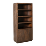 Boekenkast Brussel - Bruin Mangohout - 90 cm - Modern Design - 2 Deuren & 4 Open Vakken