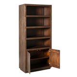 Boekenkast Brussel - Bruin Mangohout - 90 cm - Modern Design - 2 Deuren & 4 Open Vakken