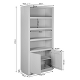 Boekenkast Brussel - Bruin Mangohout - 90 cm - Modern Design - 2 Deuren & 4 Open Vakken