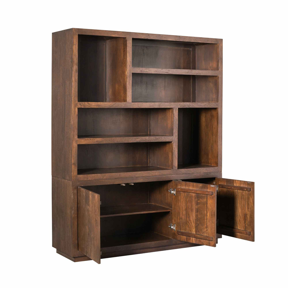 Vakkenkast XL - Bruin Mangohout - 160 cm - Modern Design - 3 Deuren