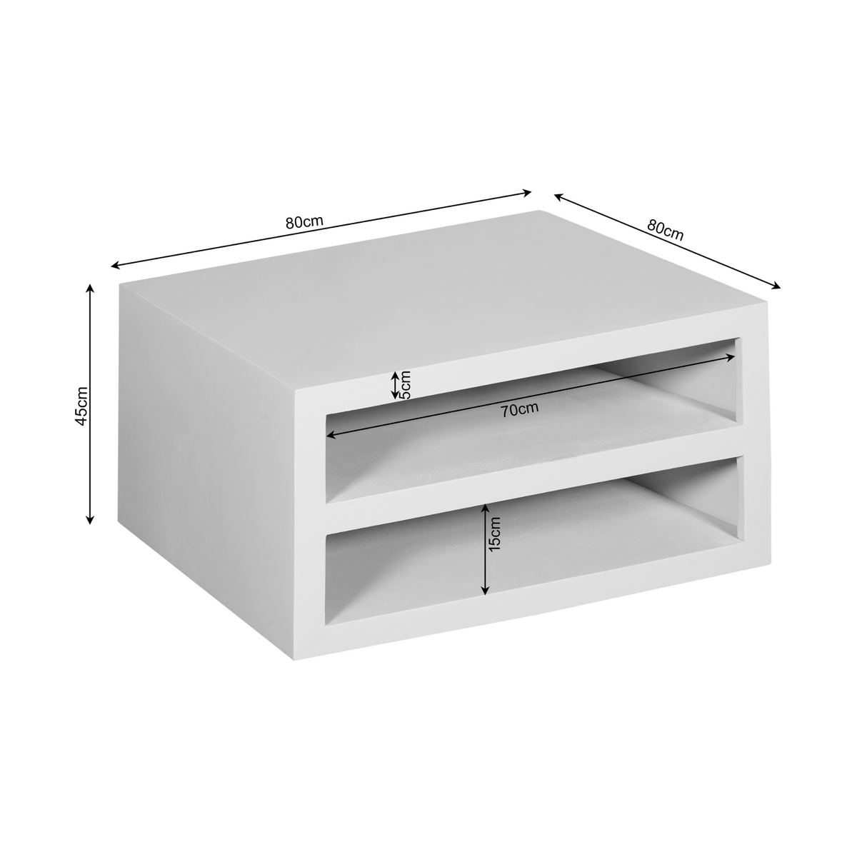 Vierkante Salontafel Brussel - Bruin Mangohout - 80 x 80 cm - Minimalistisch Design - 2 Open Vakken