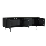 Tv-meubel - Zwart - Mangohout - 165 cm - 4 Deuren
