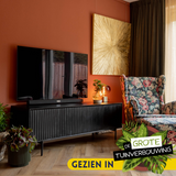 Tv-meubel - Zwart - Mangohout - 165 cm - 4 Deuren