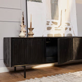 Tv-meubel - Zwart - Mangohout - 210 cm - 4 Deuren