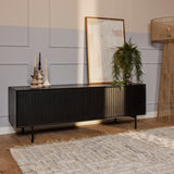 Tv-meubel - Zwart - Mangohout - 165 cm - 4 Deuren