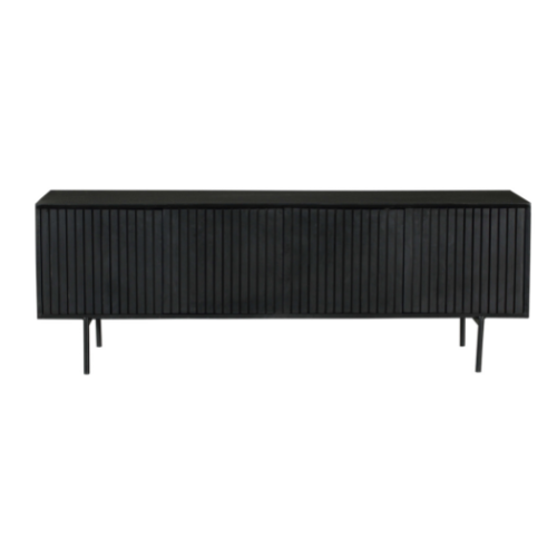 Tv-meubel - Zwart - Mangohout - 165 cm - 4 Deuren