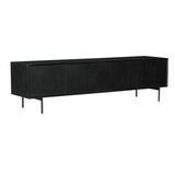 Tv-meubel - Zwart - Mangohout - 210 cm - 4 Deuren